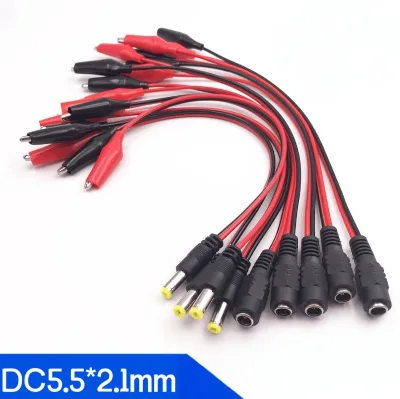 5.5mm X 2.1mm DC Power Male Plug Female Jack to Dual Alligator Clips Test Crocodile Clip Wire Connector DC 5.5 X 2.1 MM