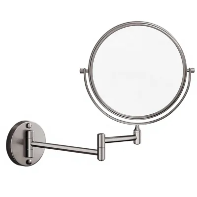 Modern Hotel Wall Mounted Oil Rubbed Bronze Black Double-Sided Swivel Magnifying Bathroom Shaving Mirror Extension Arm Metal