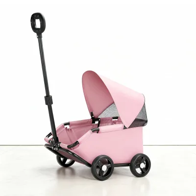 Foldable Pet Stroller Lightweight Hand-Push Carrier with Large Cabin 25kg Load for Cats Dogs, Grey/Black/Pink Available