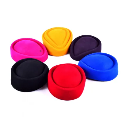 Wholesale Custom Top Quality Flight Attendant Hat 100% Wool Airline Stewardess Hat for Ladies
