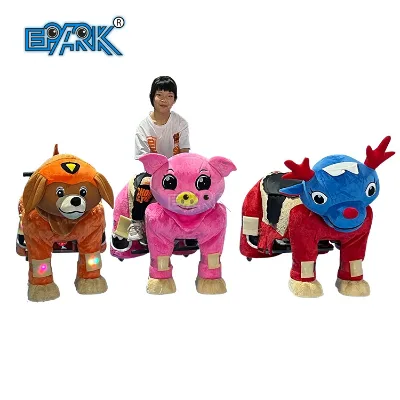Shopping Mall Plush Big Size Stuffed Walking Animal Electric Scooter Ride on Toy Animal