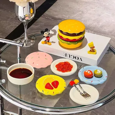 Creative Cartoon Disposable Ceramic Colorful Plate Dish Business Gift Salad Bowl Custom