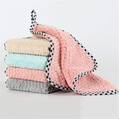 Microfiber Dish Towels Kitchen Cloth Reusable Soft Easy Washing Non-Stick Oil Thickened Absorbent Scouring Pad