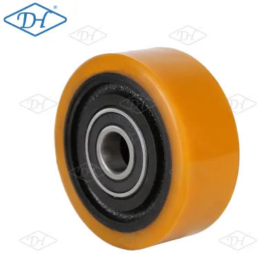 DH 100*40 Iron Core Polyurethane Wheel Ball Bearing Yellow Sealed Bearings Durable Maintenance Free Silent Operation Forklift