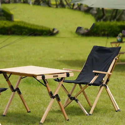 Professional Chinese Villa Outdoor Furniture Folding Portable Picnic 80X52X46/56 Beech Wood Camping Table