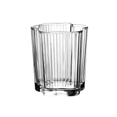 370ml Artisan Ribbed-Floral Old Fashioned Glass, Elegant Drinkware. Ideal for Whiskey, Cocktails