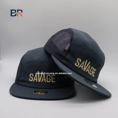 5 Panel Cap Custom Wholesale Custom Logo Lightweight Camper Quick Dry Breathable Short Brim Five Panel Running Camping Hat