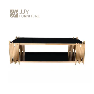 JJY-YHZ-F002 Modern Design Professional New Tempered Glass Top Rectangular Coffee Table Living Room Furniture Coffee Table