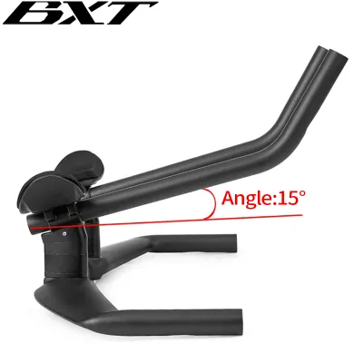 BXT TTHB-016 Aero Track Bike TT Bar Full Carbon Fibre Rest Triathlon Bicycle Handlebar 15 Degree Internal Cable Time Trial Bikes