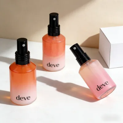 Custom New Design Cosmetic Room Spray 30/50/60/100/120ml 50g pink  Cylinder Slope Bottles  for Oils Lotion  with Pump