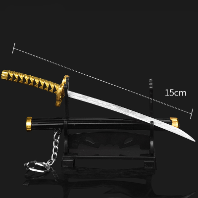 15cm Sword Weapon Demon Slayer Kimetsu No Yaiba Cosplay Armed Katana PU Ninja Knife Keyring Samurai Sword Prop Toys for Teens