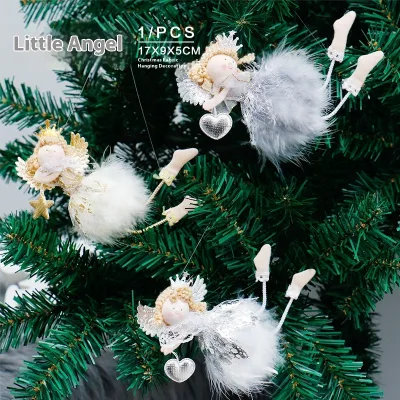 New Design High Sales Christmas Plush Angel for Holiday Wedding Party Decoration Supplies Hook Ornament Craft Gifts