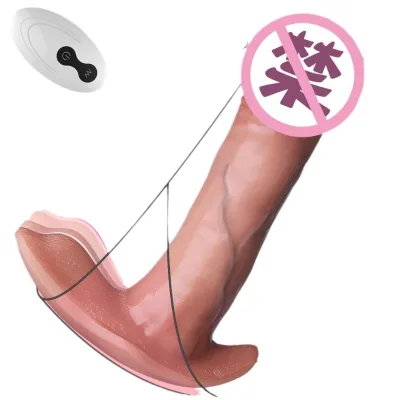 Couple love wearable dildo outside silicone telescopic penis female masturbation adult sex toys