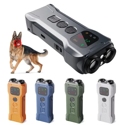 Dual Transducer Ultrasonic Bark Control Device 3 Frequency Modes Dog Deterrent Handheld Pet Trainer with Flashlight
