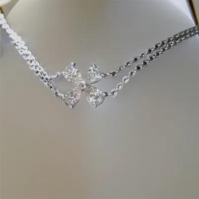 Custom Bracelet 18K 14K Pure Gold Lab Grown Diamond Moissanite Flower Butterfly Double Chain for Women Children Festivals Gift