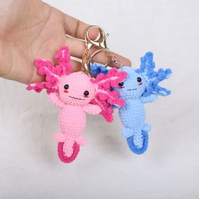 Axolotl Ccrochet Keychain Handmade Crochet Keychains Knitting Knit Crocheted Plush Salamander Axolotl Animais Amigurumi Crochet