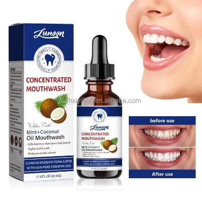 Travel Mouthwash Organic Coconut & Peppermint Oil Oral Care Portable Mouthwash Dropper Private Label