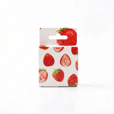 46pcs/pack Box-Packed Self-adhesive Die-Cut Paper Stickers Strawberry Series Flower Fruit Water Cup Phone Case Decoration