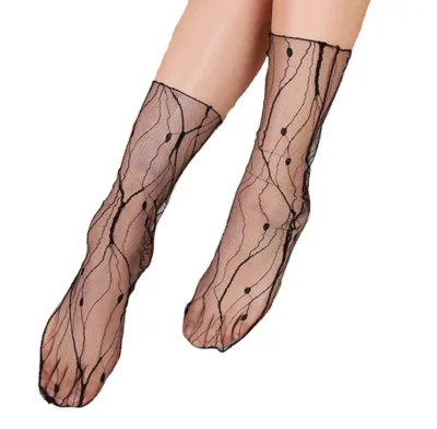 Custom Fashion Women Fishnet Sexy Short Socks Transparent Loose Mid-tube Socks