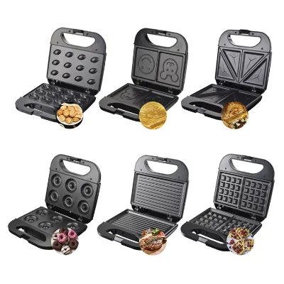 Automatic Detachable Non-stick Coating Press Mini Waffle Makers Machine 750W Waffle Iron 6-in-1 Toaster Sandwich Maker Grill