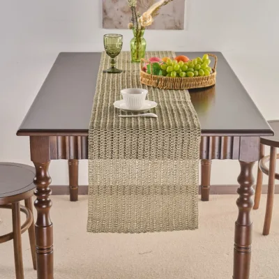 American Style Green Woven Table Runners for Dining Room Table, Home Decoration Runner for TV Cabinet Decoration