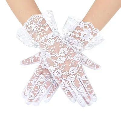 SAILING Imported 4 Pairs Appliqued Lace Gloves Women Tea Party Vintage Elegant Wrist Length for Dressy Wedding Holiday Party