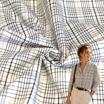 Best Selling Yarn Dyed Soft Breathable Woven 100% Cotton Plaid Fabric Fabric for Shirt