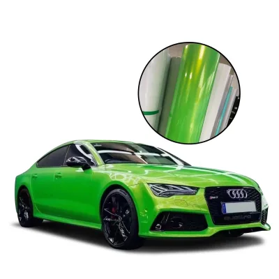 High Quality Vinyl Wrap Magic Gold Sand Charm Green Car Wrap Color Changing PVC Film Roll for Car