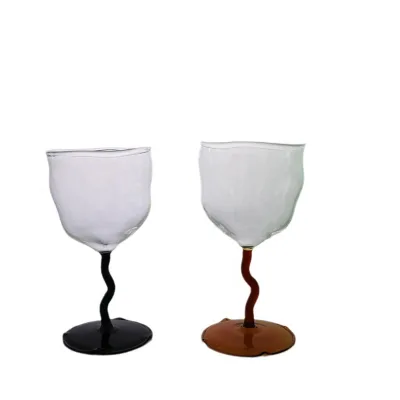 Innovative Goblet Wine Glass with Cute Irregular-shaped Crystal Design Transparent for Champagne Cocktail Grape Glass