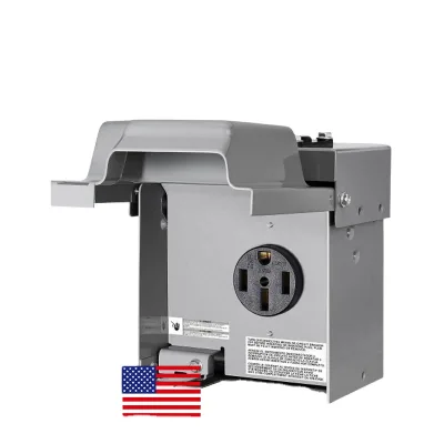 NEMA 14-50R Outdoor Panel Enclosed & Lockable 125/250V Electrical Power Box ETL Listed 50 AMP RV Power Outlet Box for RV Trailer