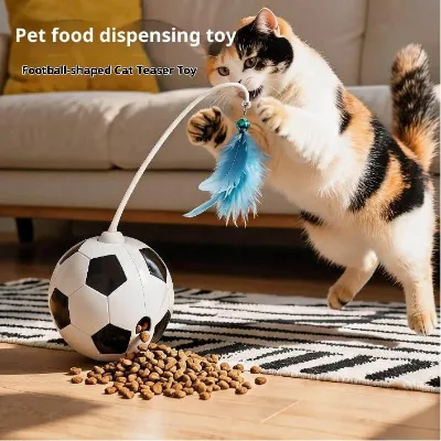 Tumbler Soccer Ball Cat Toy Treat Leak Design Mental Stimulation Automatic Entertainment Puzzle Feeding Pet Supplies
