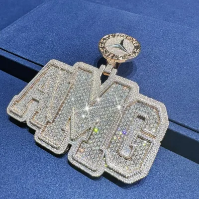 Karry Men's S925 Silver Customisable Letter Pendant VVS Moissanite Claw Setting Chain Hip Hop Iced Jewelry Third Party Certified