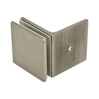 China Factory Shower Room 90 Degree Pivot Brushed Finished Heavy Duty 50*50mm Brass Shower Screen Glass Door Clamp