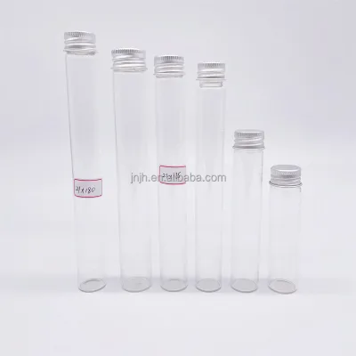 Clear Glass Bottle Flat Bottom Glass Test Tube with Aluminum Screw Cap