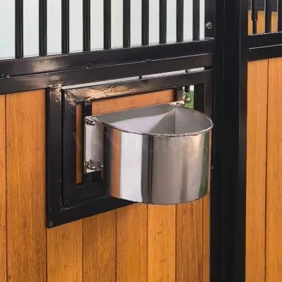 Rust-Resistant Stainless Steel Horse Stall Feeder Large Capacity Trough for Pasture and Stable Areas