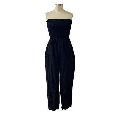 Sexy One Shoulder Sleeveless Strapless Jumpsuit With High Waist and Slim Fit, Wide Leg Jumpsuit, Casual Pants