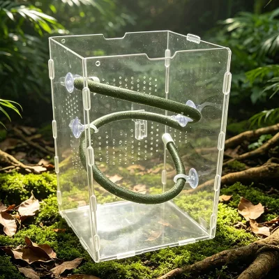 Medium-sized artificial vine wall-mounted climbing plant for rainforest reptile enclosures and breeding boxes with suction cups