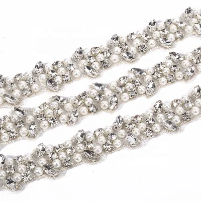 New Design  and Hot Sale Crystal Bling Bling Sash Applique Lace Rhinestone Crystal Trims RH1013