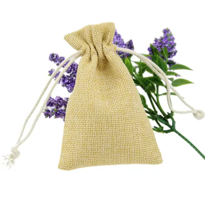 High Quality Eco-Friendly Burlap Jute Drawstring Gift Bag Small Linen Pouch with Drawstring
