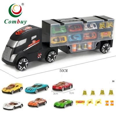 1:26 Diecast Car Transport Trailer Container Toy Truck with Mat