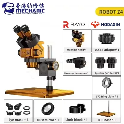 MECHANIC ROBOT Z4-B11 6.5-60X Trinocular Stereo Industrial Microscope WF10X/25mm Eyepiece for Mobile Phone PCB Repair Tools