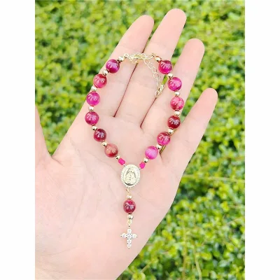 CH-CKT0795 Acrylic beads bracelet jewelry,Handmade color Acrylic beads bracelet,Religion charm cross pendants bracelet wholesale