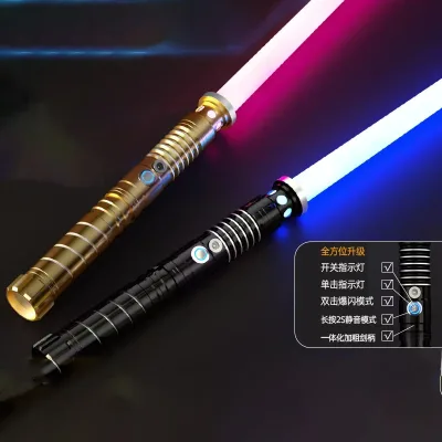 Light Saber RGB Heavy Dueling Metal Hilt 58cm Blade 4 Soundfonts Blaster Yoda Jedi Cosplay Children Toys Laser Sword