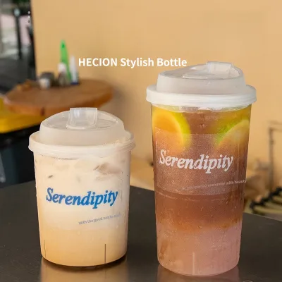 HECION 2026 Disposable PP Plastic Cup Frosted Milk Tea Cup Coffee Cup Lemon Tea Cup Thickened Beverage Container