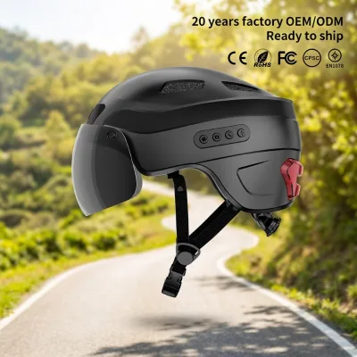 Best Cheap Smart Ebike Motorbike Helmet with Headset Camera Wireless Remote Light Sensor Open Face Helmet for Adult