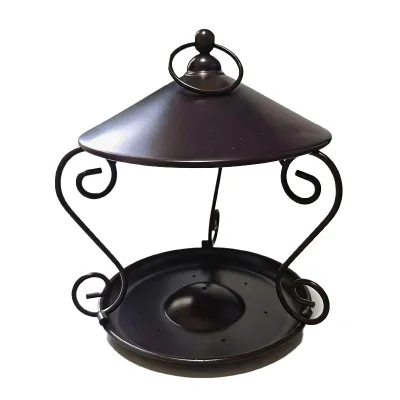 Iron Bird Feeder with Tray Base Can Hold Food Outdoors Metal Shell for Outdoor Use