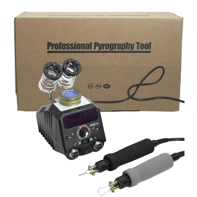 2in1 Wood Burning Tools Pyrography Station Temperature With Adjustable Intelligent Working Indicator