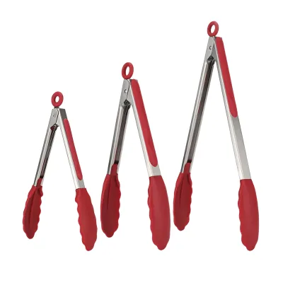 New Arrive Jialilong Heat-resistant Dishwasher Safe Stainless Steel Grip Silicone Food Tongs for Kitchen Cooking