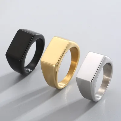 2024 Explosive Laser logo Can Be Engraved Laser logo Glossy Geometric Round Unisex Fashion  Stainless Steel Ring
