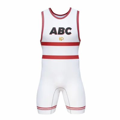 In-Stock High Quality Wrestling Clothes Anti-UV Comfortable White Digital Print Striped Classic Youth Wrestling Singlets Cheap